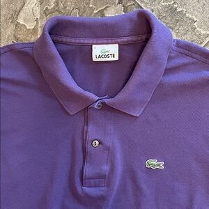 LACOSTE Men's Long Sleeve Polo in Rich Purple Preppy Casual Coastal Resortwear
